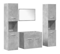 vidaXL Ensemble de Meubles de Salle de Bain 4 pcs Gris béton, Armoire de Salle de Bain, Placard de Salle de Bain, Meuble de Rangement de Salle de Bain