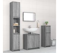 vidaXL Ensemble de Meubles de Salle de Bain Armoire de Rangement de Lavabo Placard de Salle de Bain Armoire à Miroir 4 pcs Sonoma Gris