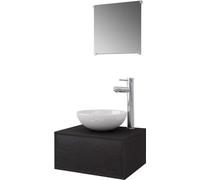 vidaXL Ensemble de meubles de salle de bain 4 pièces avec lavabo et robinet noir