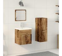 Vidaxl Ensemble De Meubles De Salle De Bain 4 Pièces Bois Vieillissant