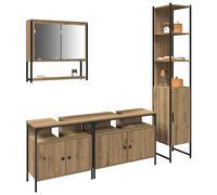 Vidaxl Ensemble De Meubles De Salle De Bain 4 Pièces Chêne Artisan En Bois Ingénierie