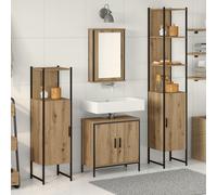 Vidaxl Ensemble De Meubles De Salle De Bain 4 Pièces En Bois D'artisanat Couleur Chêne