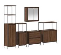 vidaXL Ensemble de Meubles de Salle de Bain 5 pièces en Bois d'ingénierie chêne Marron