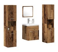 Vidaxl Ensemble De Meubles De Salle De Bain 5 Pièces En Vieux Bois