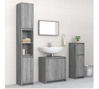 vidaXL Ensemble de Meubles de Salle de Bain Armoire de Rangement de Lavabo Placard de Salle de Bain Armoire à Miroir 4 pcs 3143929