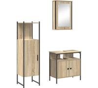 vidaXL Ensemble de meubles de salle de bain avec étagère 3 pcs brun 33 x 33 x 120.5 cm