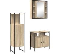 vidaXL Ensemble de meubles de salle de bain avec étagère 3 pcs brun 33 x 33 x 120.5 cm