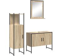 vidaXL Ensemble de meubles de salle de bain avec étagère 3 pcs brun 33 x 33 x 120.5 cm