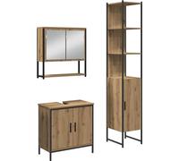 vidaXL Ensemble de meubles de salle de bain avec étagère 3 pcs brun 33 x 33 x 185.5 cm