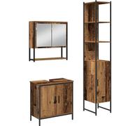 vidaXL Ensemble de meubles de salle de bain avec étagère 3 pcs brun 33 x 33 x 185.5 cm