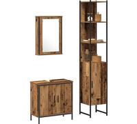 vidaXL Ensemble de meubles de salle de bain avec étagère 3 pcs brun 33 x 33 x 185.5 cm