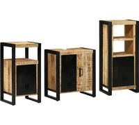 vidaXL Ensemble de meubles de salle de bain avec étagère 3 pcs brun bois de manguier massif