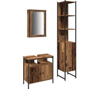 vidaXL Ensemble de meubles de salle de bain avec étagère 3 pcs vieux bois 33 x 33 x 185.5 cm