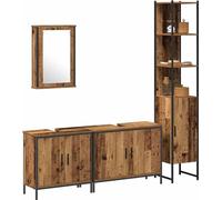 vidaXL Ensemble de meubles de salle de bain avec étagère 4 pcs brun 33 x 33 x 185.5 cm