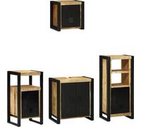 vidaXL Ensemble de meubles de salle de bain avec étagère 4 pcs brun bois de manguier massif