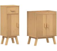vidaXL Ensemble de meubles de salle de bain avec rangement 2 pcs brun 114 x 43 x 73.5 cm