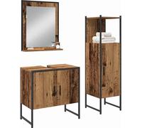 vidaXL Ensemble de meubles de salle de bain avec rangement 3 pcs brun 33 x 33 x 102,5 cm