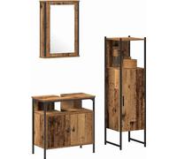 vidaXL Ensemble de meubles de salle de bain avec rangement 3 pcs brun 33 x 33 x 120.5 cm