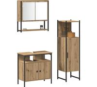 vidaXL Ensemble de meubles de salle de bain avec rangement 3 pcs brun 33 x 33 x 120.5 cm