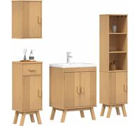 vidaXL Ensemble de meubles de salle de bain avec rangement 4 pcs brun 114 x 43 x 73.5 cm