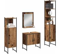 vidaXL Ensemble de meubles de salle de bain avec stockage 4 pcs brun 33 x 33 x 185.5 cm