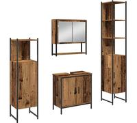 vidaXL Ensemble de meubles de salle de bain avec stockage 4 pcs brun 33 x 33 x 185.5 cm