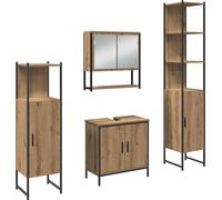vidaXL Ensemble de meubles de salle de bain avec stockage 4 pcs brun 33 x 33 x 185.5 cm