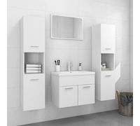 vidaXL Ensemble de Meubles de Salle de Bain, Ensemble de Armoires avec Rangement, Organisateur de Toilette, Blanc Bois d'Ingénierie