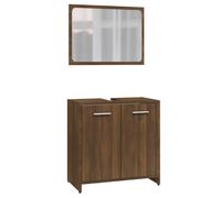 vidaXL Ensemble de meubles de salle de bain brun imitation chêne Matériau dérivé du bois