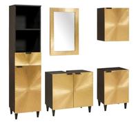 Vidaxl Ensembles De Mobilier De Salle De Bain 5 Pcs Noir Et Or