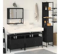 Vidaxl Ensemble De Meubles De Salle De Bain En 4 Pièces Chêne Noir Bois D'ingénierie Noir