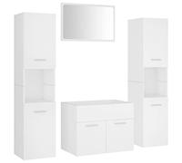 vidaXL Ensemble de Meubles de Salle de Bain, Ensemble de Armoires avec Rangement, Organisateur de Toilette, Blanc Bois d'Ingénierie