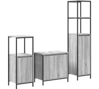 vidaXL Ensemble de meubles de salle de bains avec étagère 3 pcs Gris Sonoma et noir