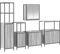 vidaXL Ensemble de meubles de salle de bains avec étagère 5 pcs Gris Sonoma et noir