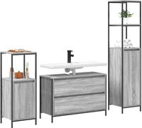 vidaXL Ensemble de meubles de salle de bains avec porte 3 pcs Gris Sonoma 90 x 34,5 x 60 cm