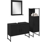 vidaXL Ensemble de meubles de salle de bains avec porte 3 pcs noir 33 x 33 x 102,5 cm