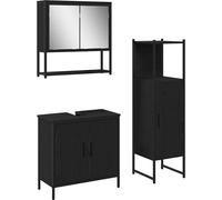 vidaXL Ensemble de meubles de salle de bains avec porte 3 pcs noir 33 x 33 x 102,5 cm