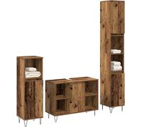 vidaXL Ensemble de meubles de salle de bains avec porte 3 pcs vieux bois 30 x 30 x 180 cm
