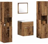 vidaXL Ensemble de meubles de salle de bains avec porte 4 pcs vieux bois 41 x 38.5 x 46 cm