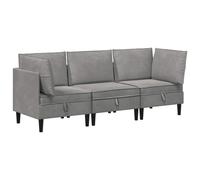 vidaXL Ensemble de meubles de salon 3 pièces avec coussin gris clair velours, canapé moderne en velours, meubles ergonomiques pour salon, sièges confortables, rangement génial, design compact