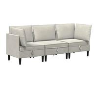 vidaXL Ensemble de meubles de salon 3 pièces en velours crème avec coussin, canapé moderne en velours, meubles ergonomiques pour salon, sièges confortables, rangement génie, design compact