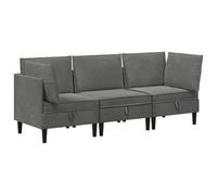 vidaXL Ensemble de meubles de salon 3 pièces en velours gris foncé, canapé moderne en velours, meubles ergonomiques pour salon, sièges confortables, rangement génie, design compact