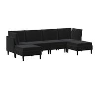 vidaXL Ensemble de meubles de salon 6 pièces en velours noir avec coussin, canapé moderne en velours, meubles ergonomiques pour salon, sièges confortables, rangement génie, design compact