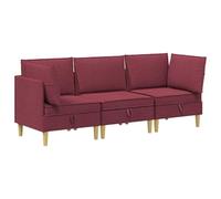 vidaXL Ensemble de meubles de salon avec coussin 3 pièces rouge vin tissu ensemble de salon avec grand rangement, meubles modulaires pour se détendre, sièges confortables, décoration moderne