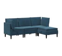vidaXL Ensemble de meubles de salon avec coussin 4 pièces en velours bleu, canapé moderne en velours, meubles ergonomiques pour salon, sièges confortables, rangement génie, design compact