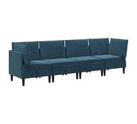 vidaXL Ensemble de meubles de salon avec coussin 4 pièces en velours bleu, canapé moderne en velours, meubles ergonomiques pour salon, sièges confortables, rangement génie, design compact