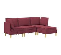vidaXL Ensemble de meubles de salon avec coussin 4 pièces rouge vin tissu ensemble de salon avec grand rangement, meubles modulaires pour se détendre, sièges confortables, décoration moderne