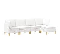 vidaXL Ensemble de meubles de salon avec coussin 5 pièces Blanc Tissu Ensemble de salon avec grand rangement, meubles modulaires pour se détendre, sièges confortables, décoration moderne