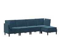 vidaXL Ensemble de meubles de salon avec coussin 5 pièces en velours bleu, canapé moderne en velours, meubles ergonomiques pour salon, sièges confortables, rangement génie, design compact
