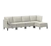 vidaXL Ensemble de meubles de salon avec coussin 5 pièces en velours crème, canapé moderne en velours, meubles ergonomiques pour salon, sièges confortables, rangement génie, design compact